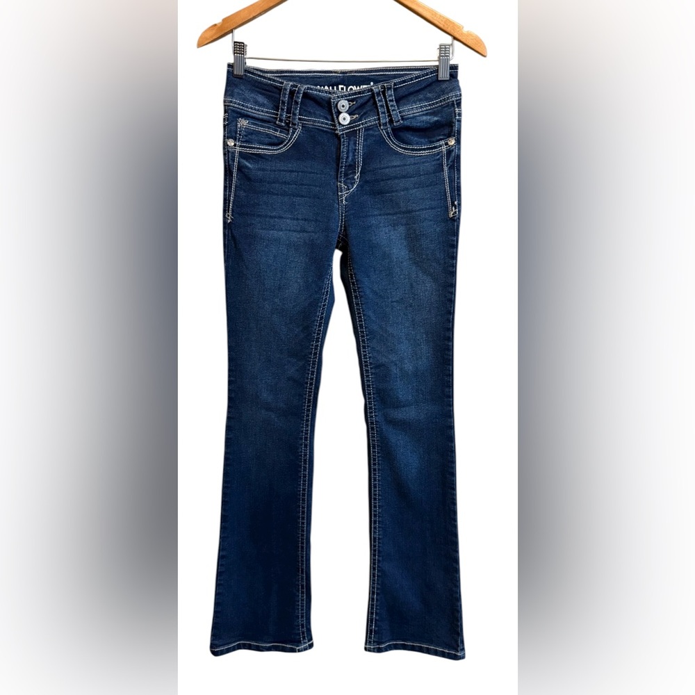 Wallflower Women's Dark Indigo Boot Cut Jeans The Luscious Curvy Fit
